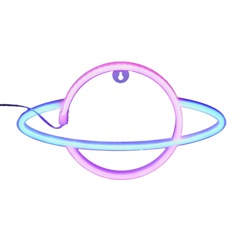 Led Neon Saturn Shape - Pink & Blue - إضاءة